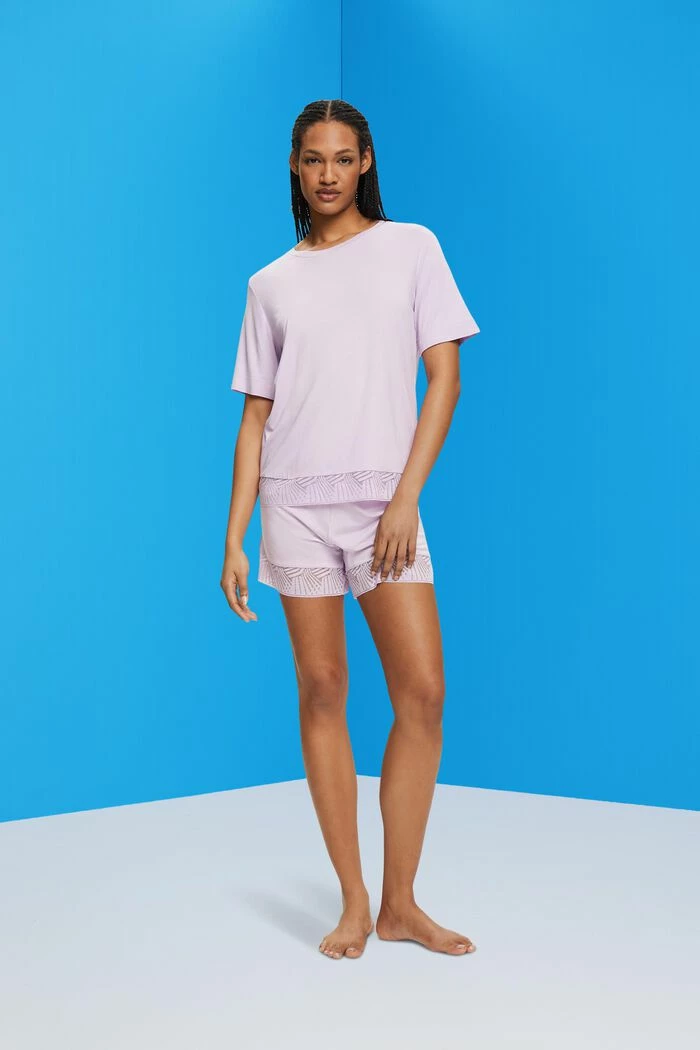 ESPRIT Kurzes Pyjama-Set Mit Spitzenbesatz 4 ESPRIT Kurzes Pyjama-Set Mit Spitzenbesatz - Image 2