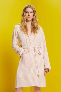 ESPRIT Gestreifter Frottée-Bademantel Mit Kapuze